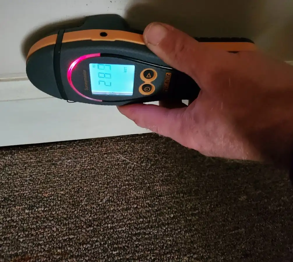 Moisture detection at baseboard during Burst Pipe Cleanup in Greenwood
